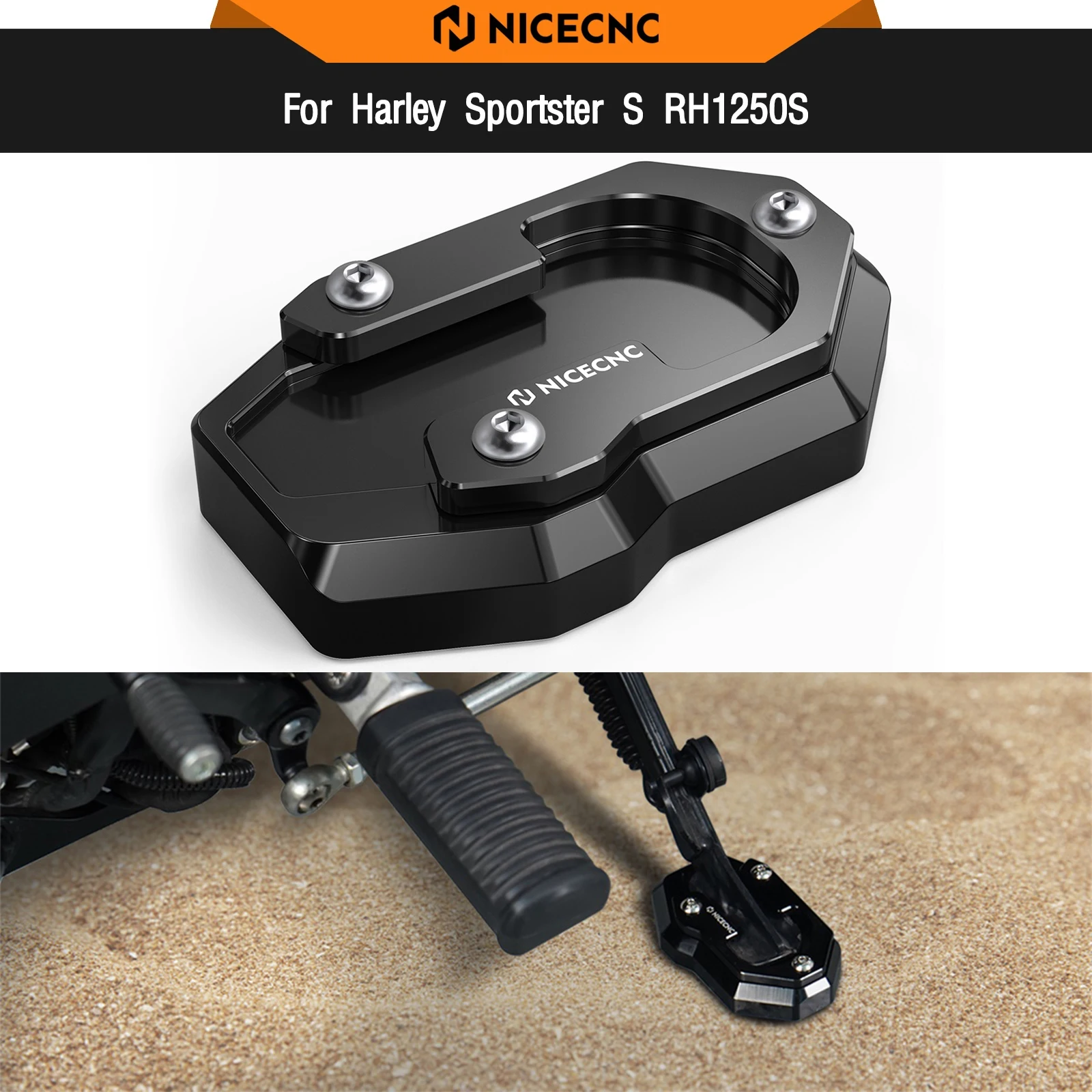 

For Harley Sportster S RH1250S 2021-2024 Kickstand Side Stand Extender Pad RH 1250 S RH1250 S RH 1250S 2021 2022 2023 2024
