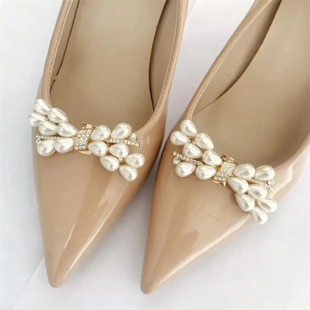 

Fashion Pearl Shoe Clips Rhinestones Crystal Charm Buckle Removable Charms Jewelry for High Heel