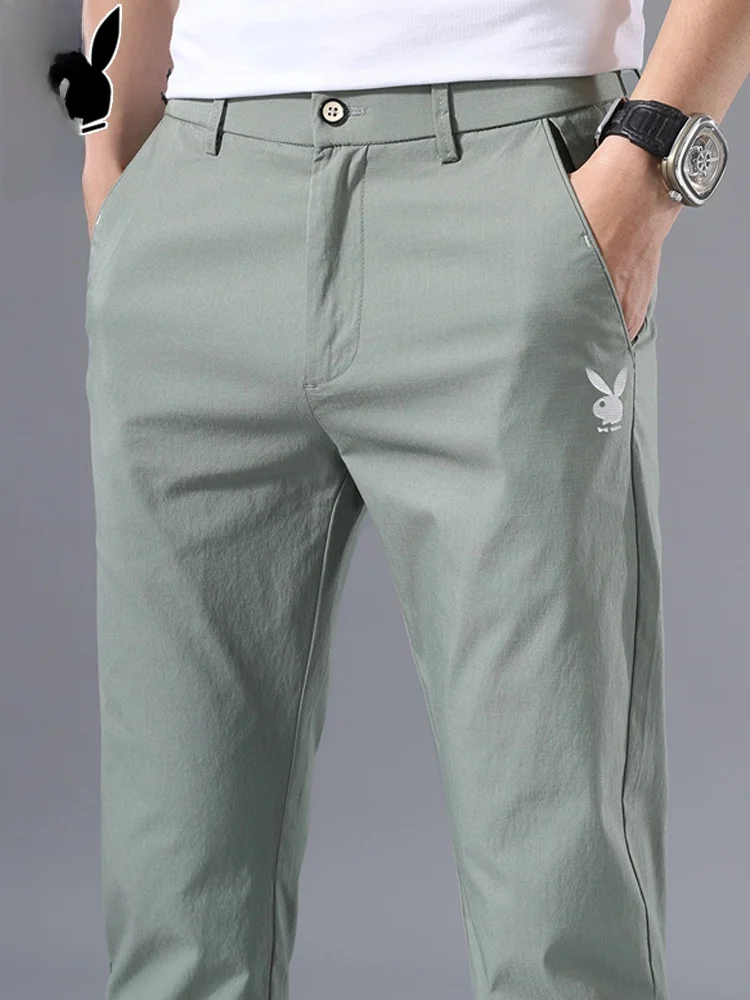 

Мужские повседневные брюки Slim Fit, летние, новые, однотонные, универсальные, длинные, молодежные, спортивные, из смесового хлопка, эластичные