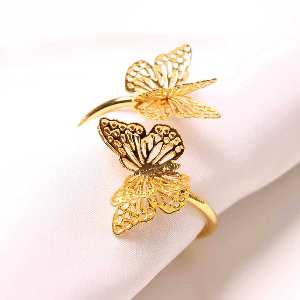 12Pcs Butterfly Shape Napkin Ring Cloth Napkin Holder Buckle Serviette Ring Table Setting Decoration for Wedding Christmas Party