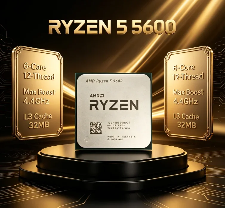 Loose Tray AMD Ryzen 5 5600 Zen3 Desktop CPU 6 Core 12 Thread 3.5GHz 65W AM4 Socket Processor For Home Game Office Without Box