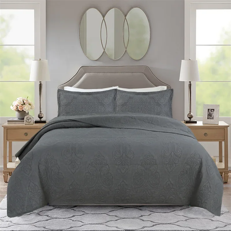 الفاخرة المنسوجات المنزلية خياطة المفرش 100% القطن التطريز 3 قطع لحاف غطاء الخريف الشتاء طقم سرير