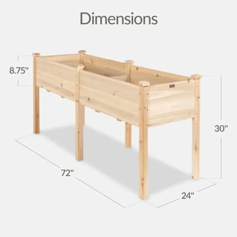x30in Raised Garden Bed, Elevated Wood Planter Box Stand for Backyard, Patio, Balcony w/Divider Panel, 6 Legs, 300lb Capacity