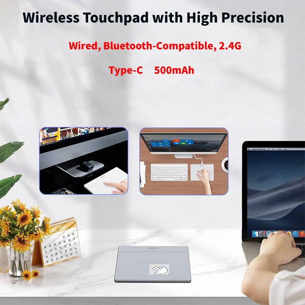 Trackpad Mouse Wired Precision Trackpad for Windows 10/11 Bluetooth-Compatible Touchpad High Precision Haptic Feedback Ergonomic