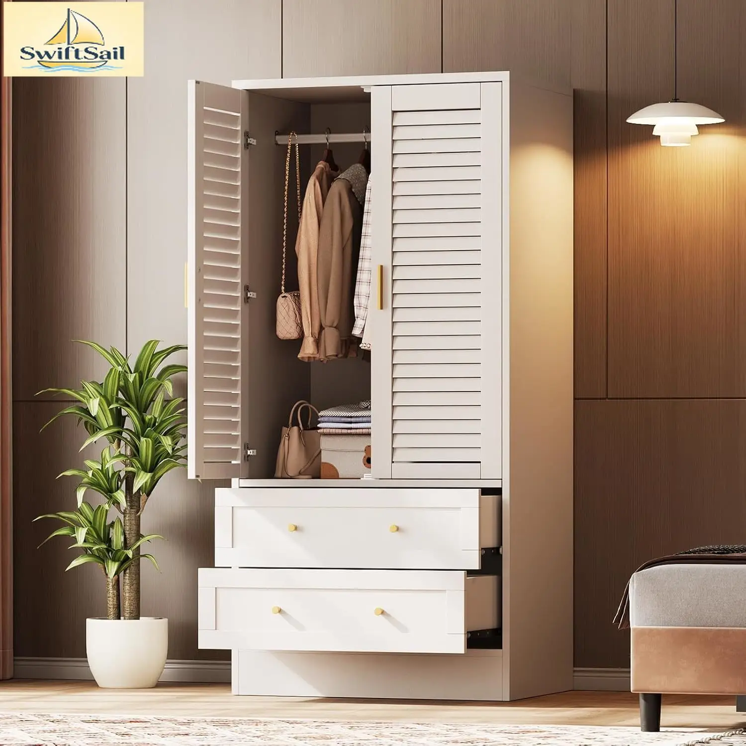 65" Louvered Armoir…