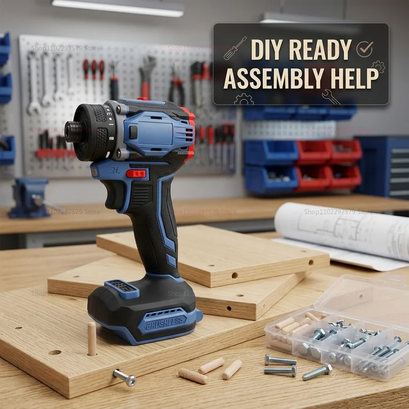 DIY Brushless Electric Screwdriver 4000RPM Cordless Drill 21+1 Gear Torque 18V Battery Compatible Woodworking Furniture Assembly