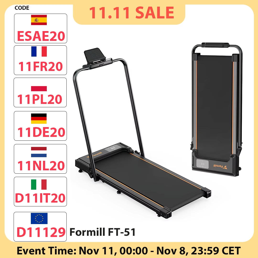 Tapis roulant 2 en 1 Formill FT-51, moteur 2,5 HP, tapis roulant pliant jusqu'à 10 km/h, avec écran LED et télécommande