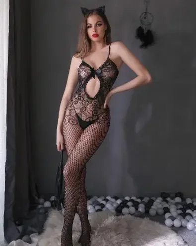 

Sexy Jacquard Lace One-piece Mesh Skirt Pajamas Mesh Sexy Lingerie Women's See-through Temptation Suspenders