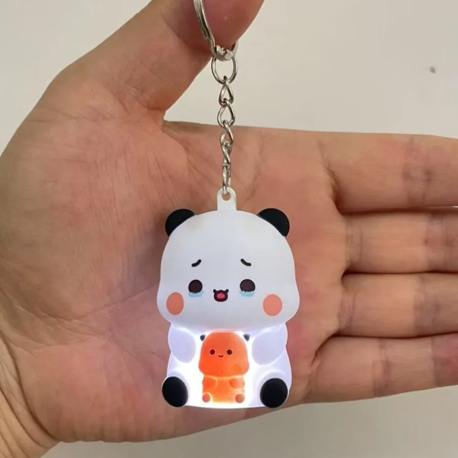 Bubu Dudu Say I Love You Voice Toys Keychain Yier Panda Bear Glowing Anime Figures Phone Ornament Bag Decoration Couple Gifts