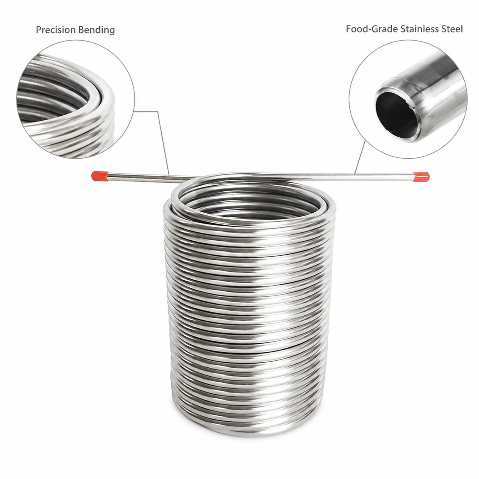 Wort Chiller Water Chiller 304 Stainless Steel Coil Immersion Chiller for Modifications Water Line Connections Beer Brewing