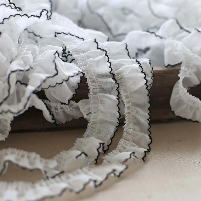 

30Yards White Black Edge Lace Tabric Trim Ribbon DIY Sewing Applique Collar Fringe Craft Wedding Dress Accessory 3cm