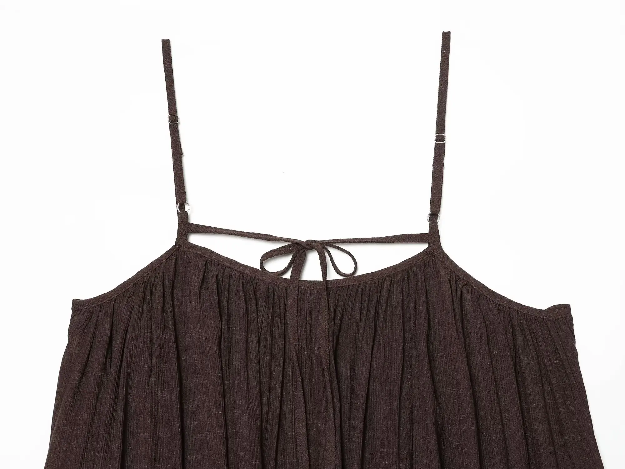 TFMLN Women Round Neck Pleated Sling Dresses Summer New Sleeveless Loose Fit Backless Solid Dress Fashion Holiday Casual Clothes