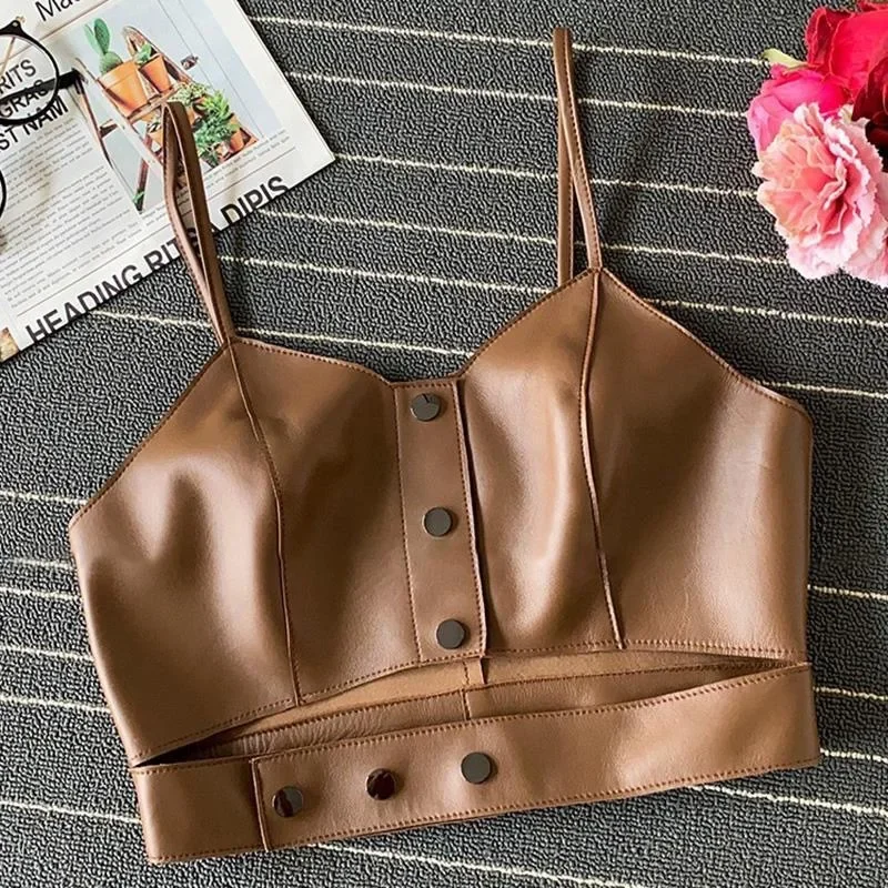 

Весенне-осенний топ-майка для девочек, винтажный укороченный топ из искусственной кожи, жилет на бретелях с пряжками, кожаный жилет с вырезами для малышей от 3 до 16 лет