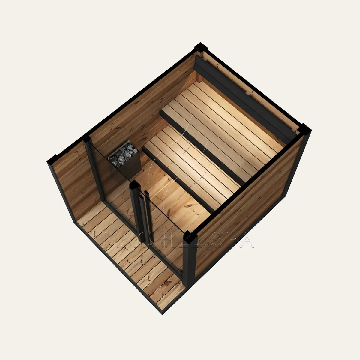Outdoor SaunaGym 4 Person Outdoor Dry Steam Sauna Kit Pro-Quality Interlocking Construction Wood Cabin Structure 9KW For Backyar view 4