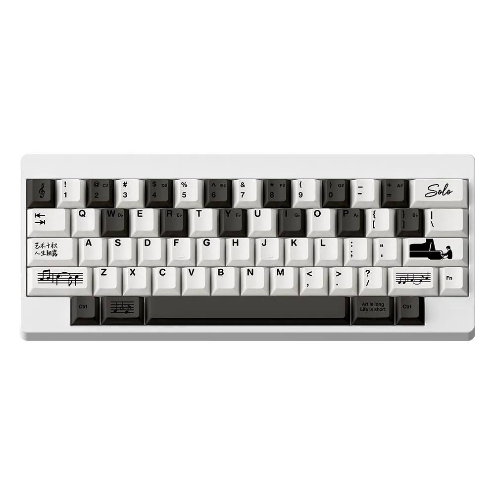 Колпачки для клавиш FBB Piano Solo, черно-белый стиль, PBT 1,7 мм, утолщенный индивидуальный аксессуар «сделай сам», механическая клавиатура Cherry, колпачок для клавиш