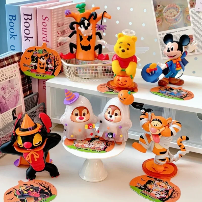 

InStock натуральная Toptoy Disney Хэллоуин фэнтезийная ночная серия слепая коробка Kawaii Винни Пух стежка орнамент игрушка на Хэллоуин подарок