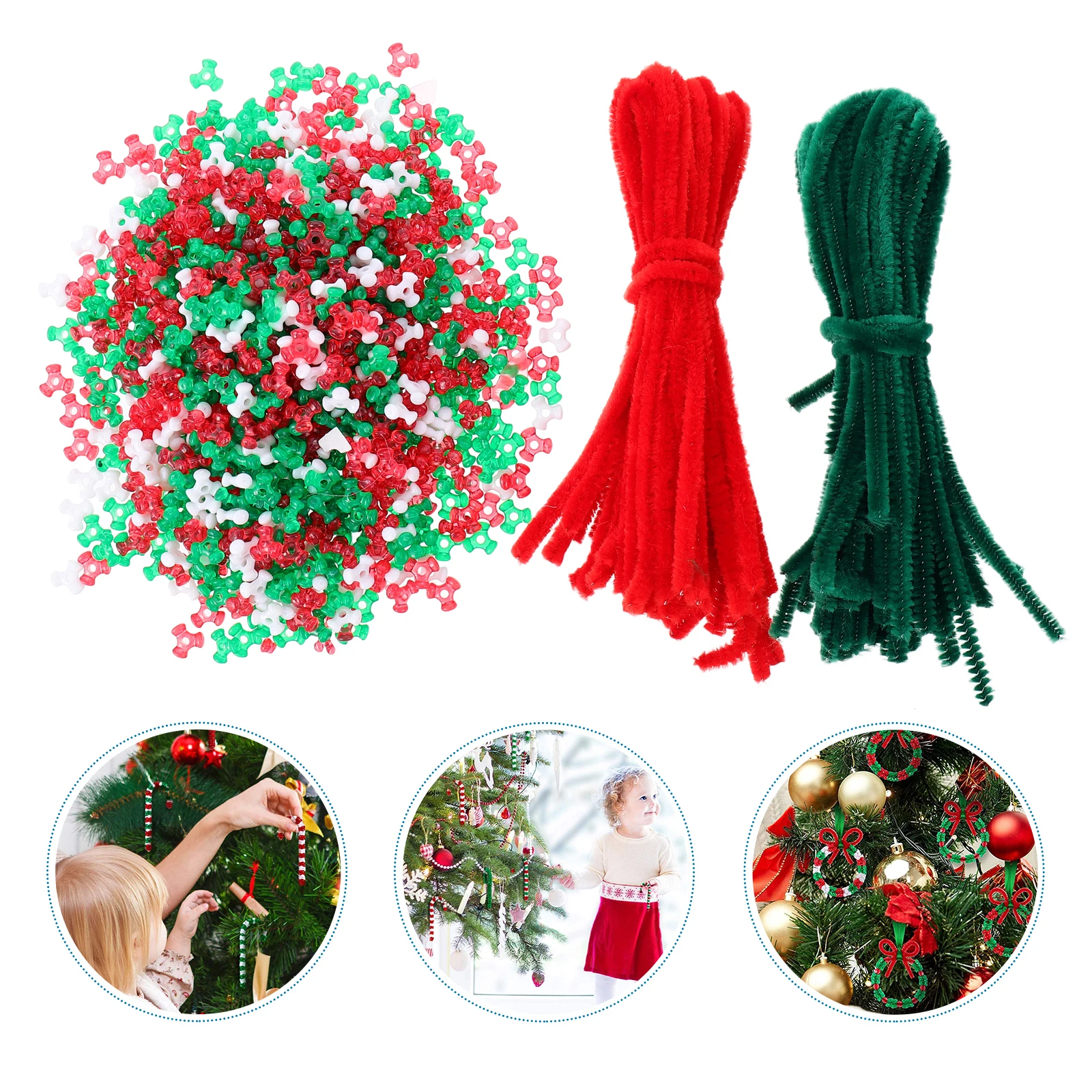 

1060pcs Christmas Ornaments Accessories Plastic Beads DIY Craft Kit Bracelet Necklace Keychains Stylish Decoration