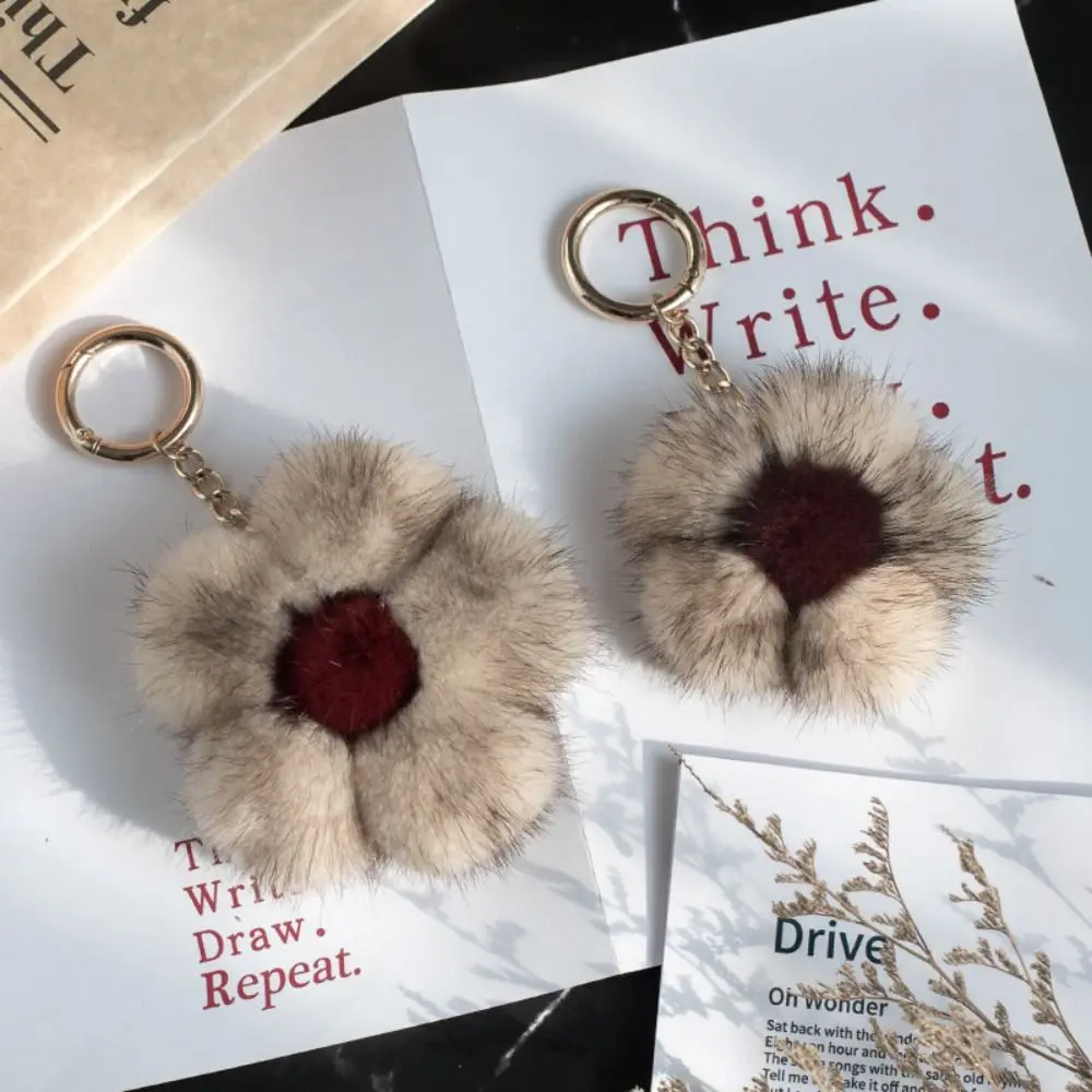 

Mink Fur Sunflower Plush Pendant Stuffed Soft Plush Flower Keychain Fashion Bag Decor Fluffy Daisy Keychain Backpack Decor