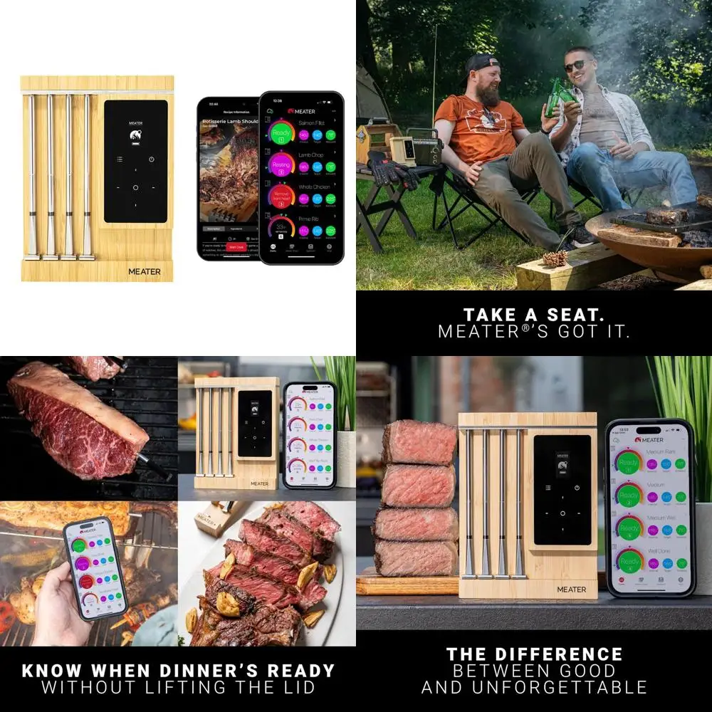 

Wireless Smart Meat Thermometer Pro XL: 4 Probes, Bluetooth/WiFi, 1000°F, Accurate for Cooking