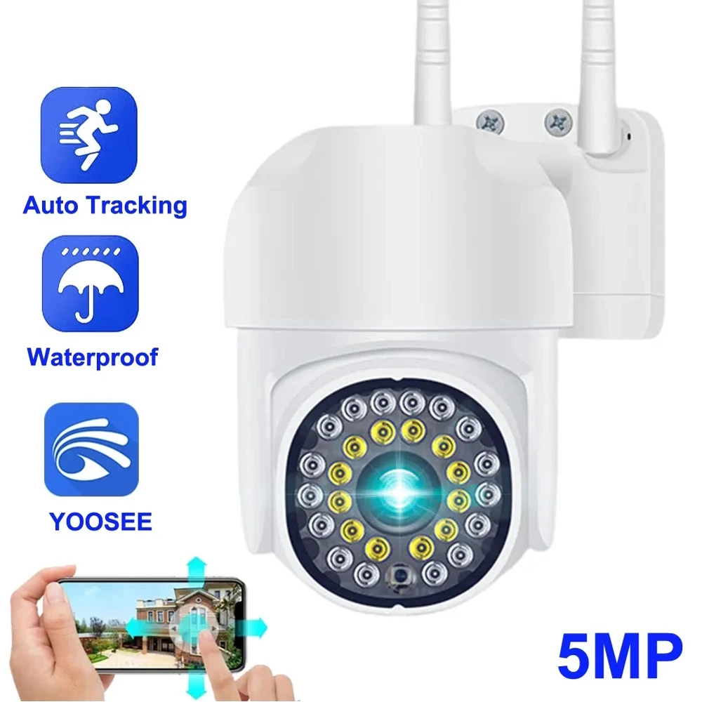 YOOSEE HD IP Camera 3MP 5MP WiFi PTZ Camera Color Night Vision Auto Tracking Two Way Audio Outdoor Security Surveillance Camera