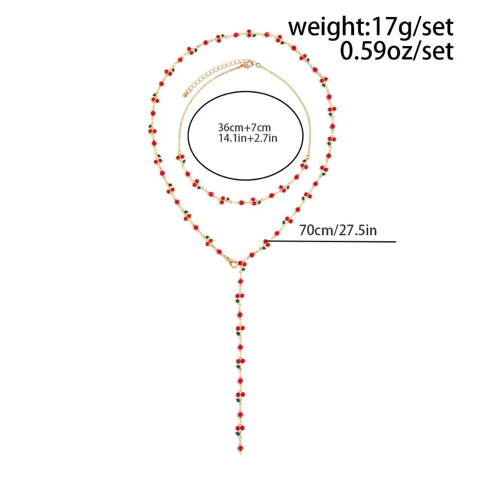 Collar de cereza en forma de Y de cobre, collar largo dorado en forma de Y para mujer, accesorios de joyería de plata, cadena de suéter, joyería de fiesta