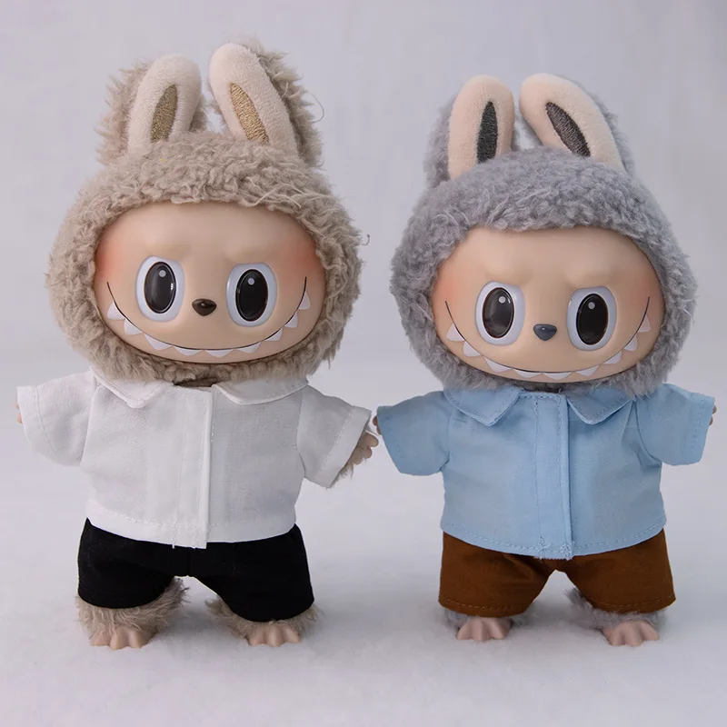 

Casual Shirt & Pants Set For 15/17cm Labubu Dolls Perfect For I/II/III Generations Versatile Sitting Party Outfits Accessories