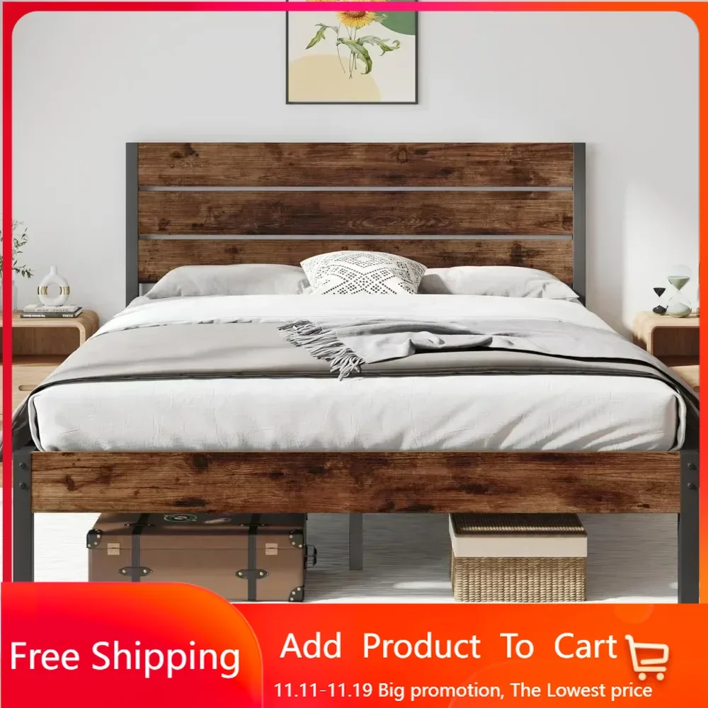 Queen Bed Frame with Headboard and Footboard, with Under Bed Storage, All-Metal Support System, No Box Spring