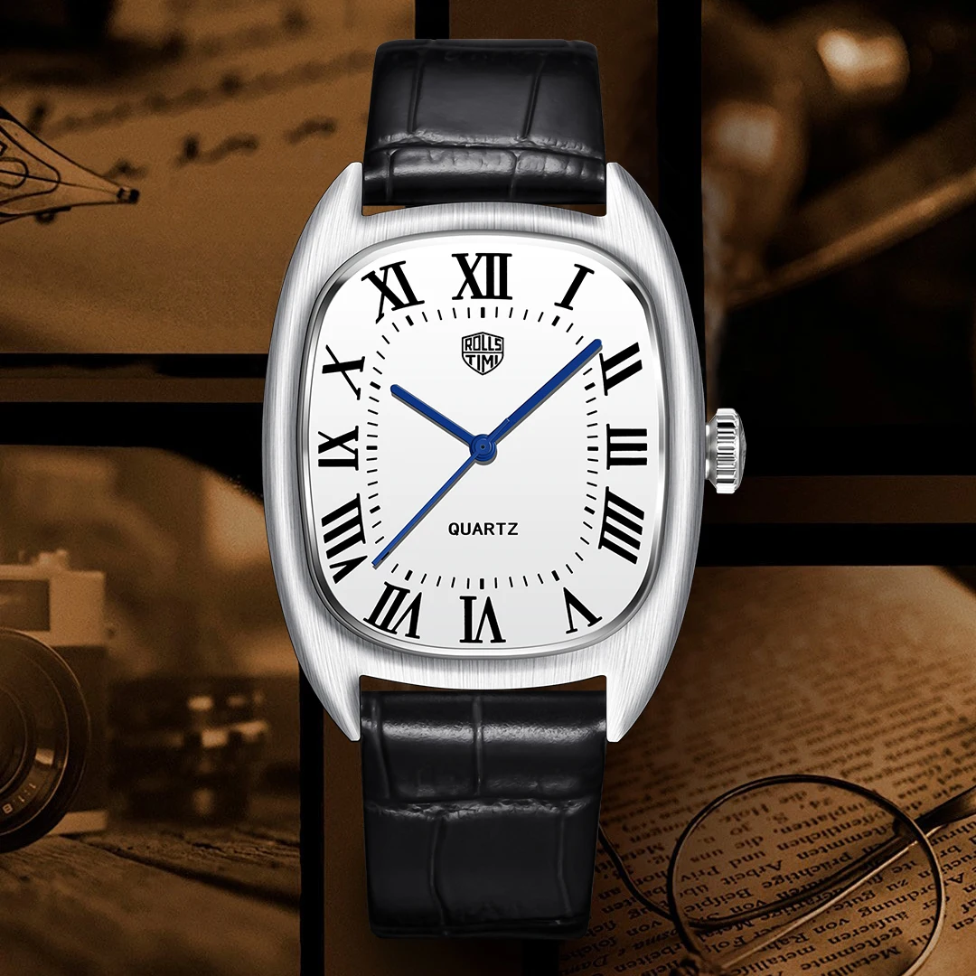 RollsTimi 2026 New Men's Quartz Watches 36MM Classic Leather Watchband Business Wrist Watch for Man Waterproof Sports Watch
