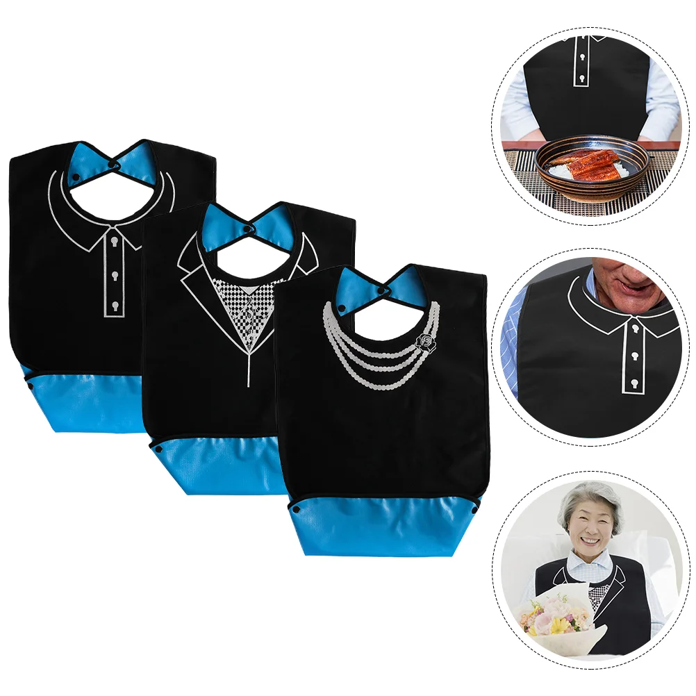 

3 Pcs Elderly Bibs Adult for Waterproof Senior The Eating Clothing Protector Apron Men Protective Cover