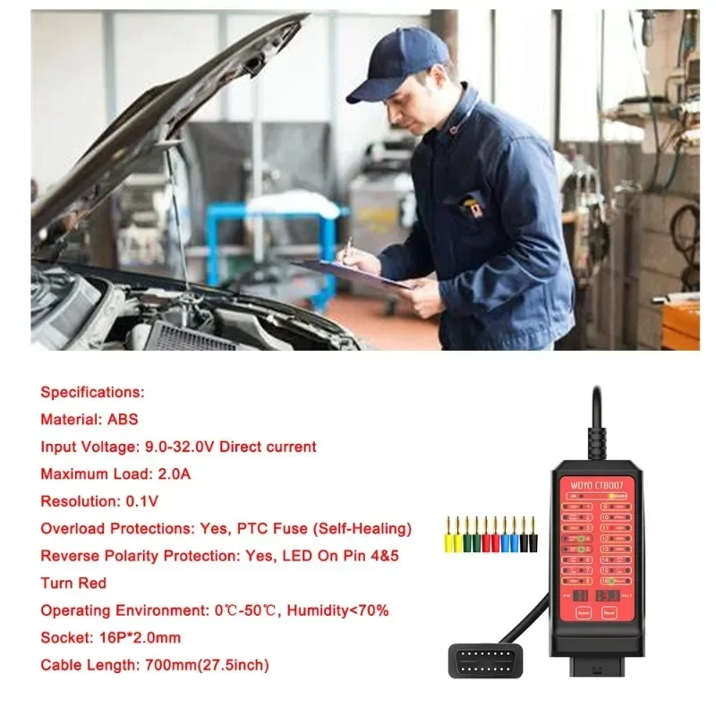 QIANBAI 12V 24V CAN Tester 16 Pin Break Out Box Detection CAN Bus Circuit Tester Vehicle Diagnosis on-Board Diagnostics Tester