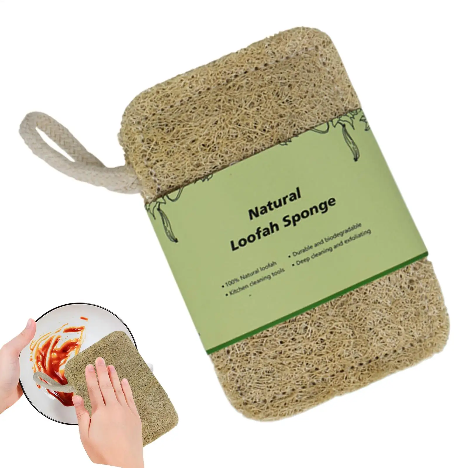 Luffa-Spülschwamm, Scheuerschwamm, Luffa-Geschirrtuch, Waschlappen, Luffa-Reinigungspad, Spülschwamm zur Entfernung von Öl- und Fettflecken von Geschirr und Töpfen