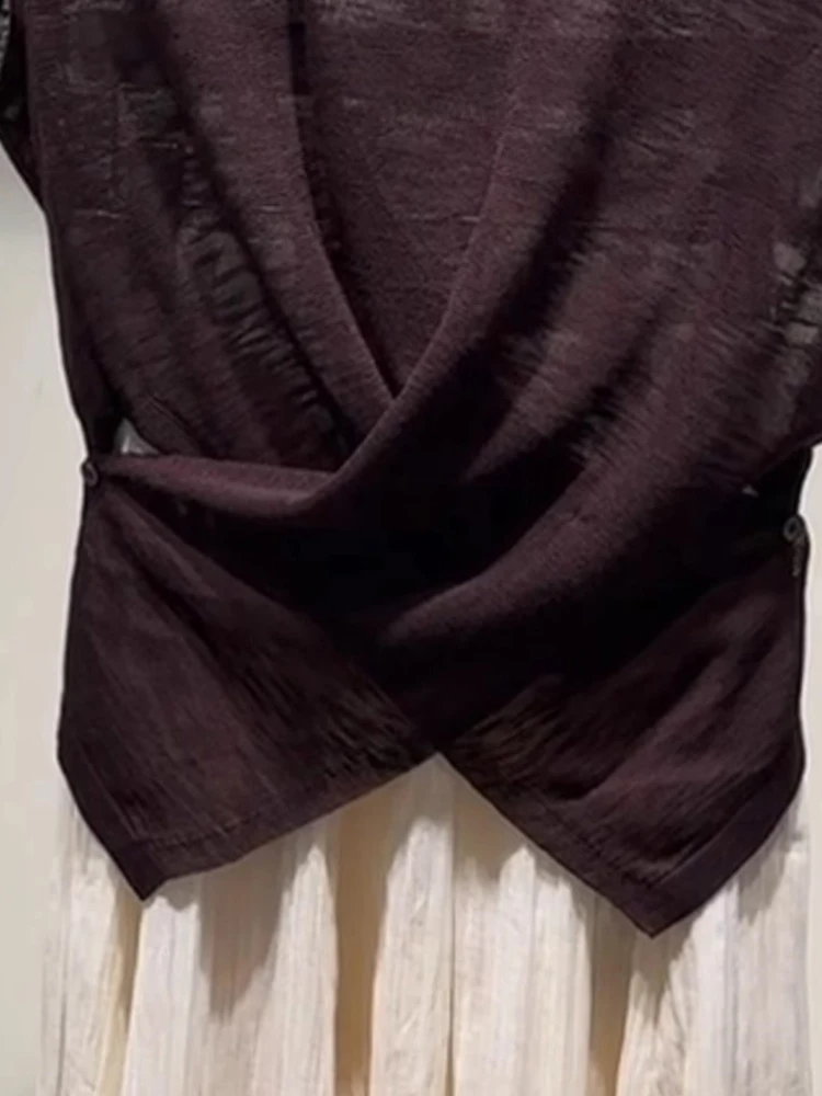 Retro ademend gebreid vest Kleur rond Ne Svel Top Faionable Summer Faion Koreaanse Sle Straight Cut