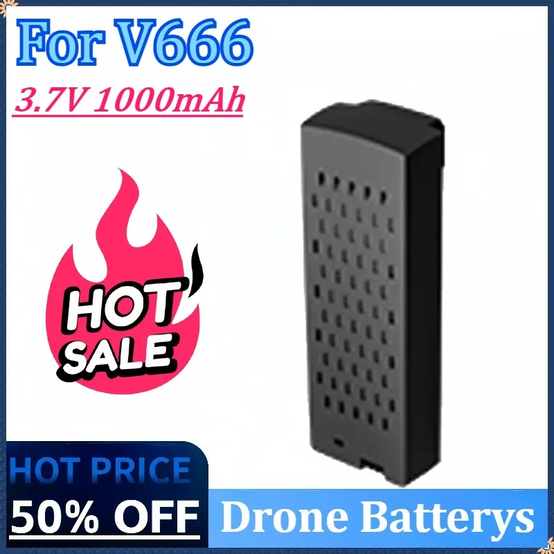 

Newly Upgraded 3.7V 1000mAh Replacement Drone Battery for V666 8K Drone Accessories Parts High Quality Rechargeable Battery
