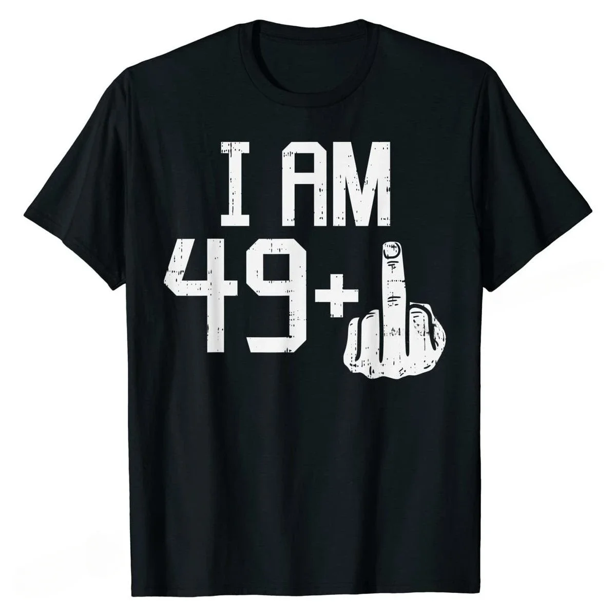 H 49 1 Plus Middle Finger Fifty Funny 50 Yr 50th Birthday GiftGraphic T-Shirt Summer Funny Mens cotton Tees
