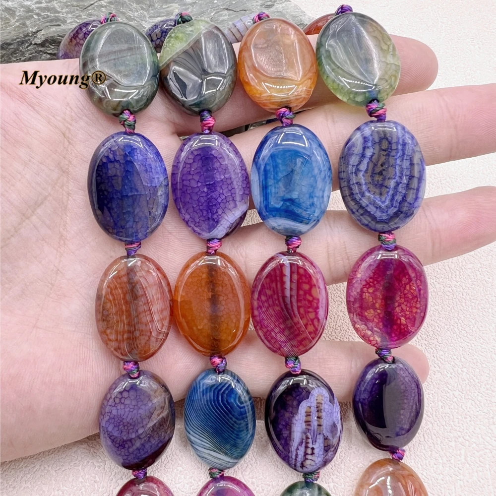 

18x25MM 15PCS Oval Shape Multicolor Agates Stone Slice Pendant Beads MY230742
