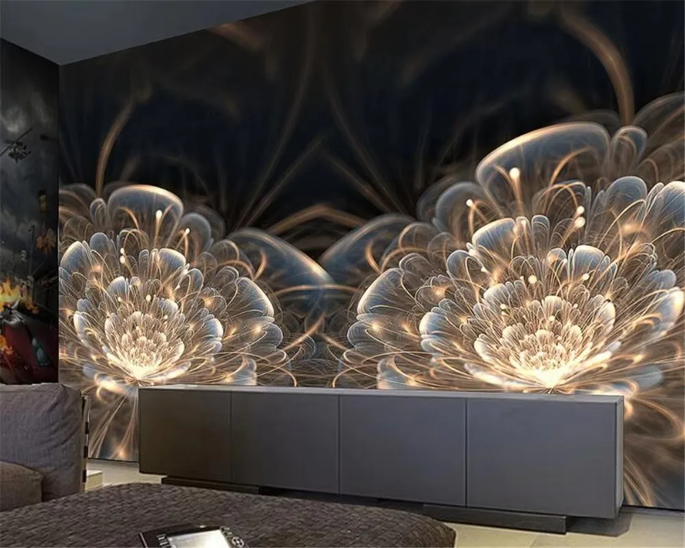 Fantasy indoor 3d wallpaper dazzling flower coffee table desktop design bar tooling background wall papel de parede3D