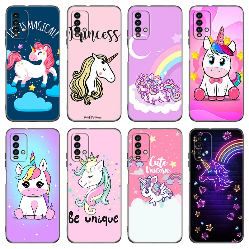 Cute Cartoon Unicorn Phone Case For Xiaomi Redmi 7A 8A 9A 10A 9C 10C 9i 10X K20 Note 5 6 Pro 9T Mi A2 8 10 Lite A3 Mix 3 Cover