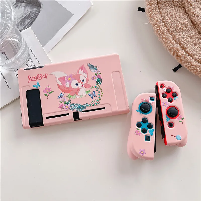 Cartoon Stitch Case For Nintendo Switch TPU Protective Cover Joy-Con Soft Hand Grip Shell Thumb Stick Cap Cover Accessories