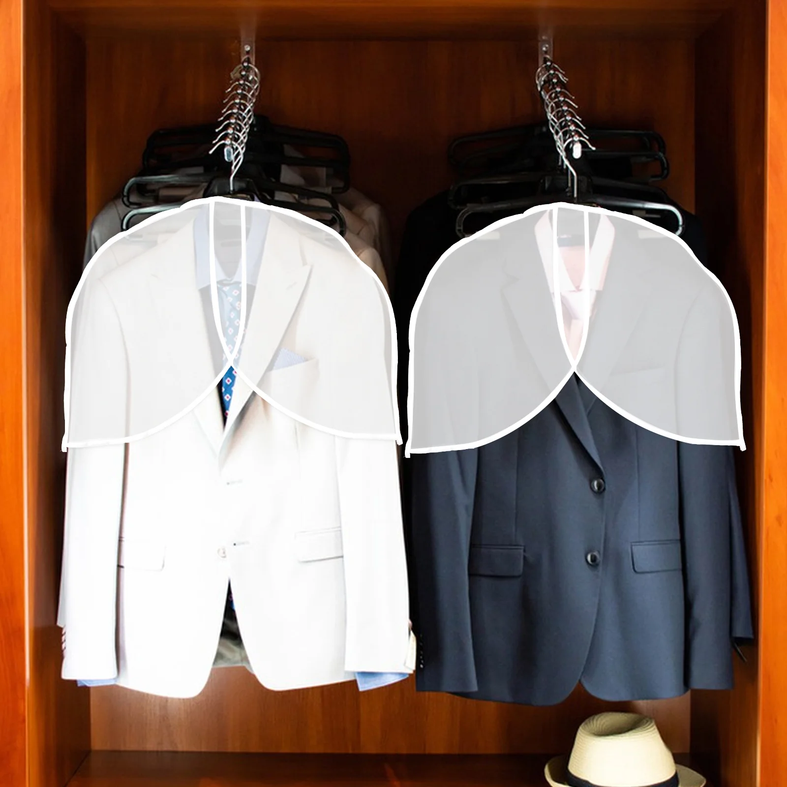 

5pcs Dust Cover For Clothes Clear Peva Garment Covers Waterproof Closet Storage Bag Suits Coats Dresses Hanging Organizer Suit