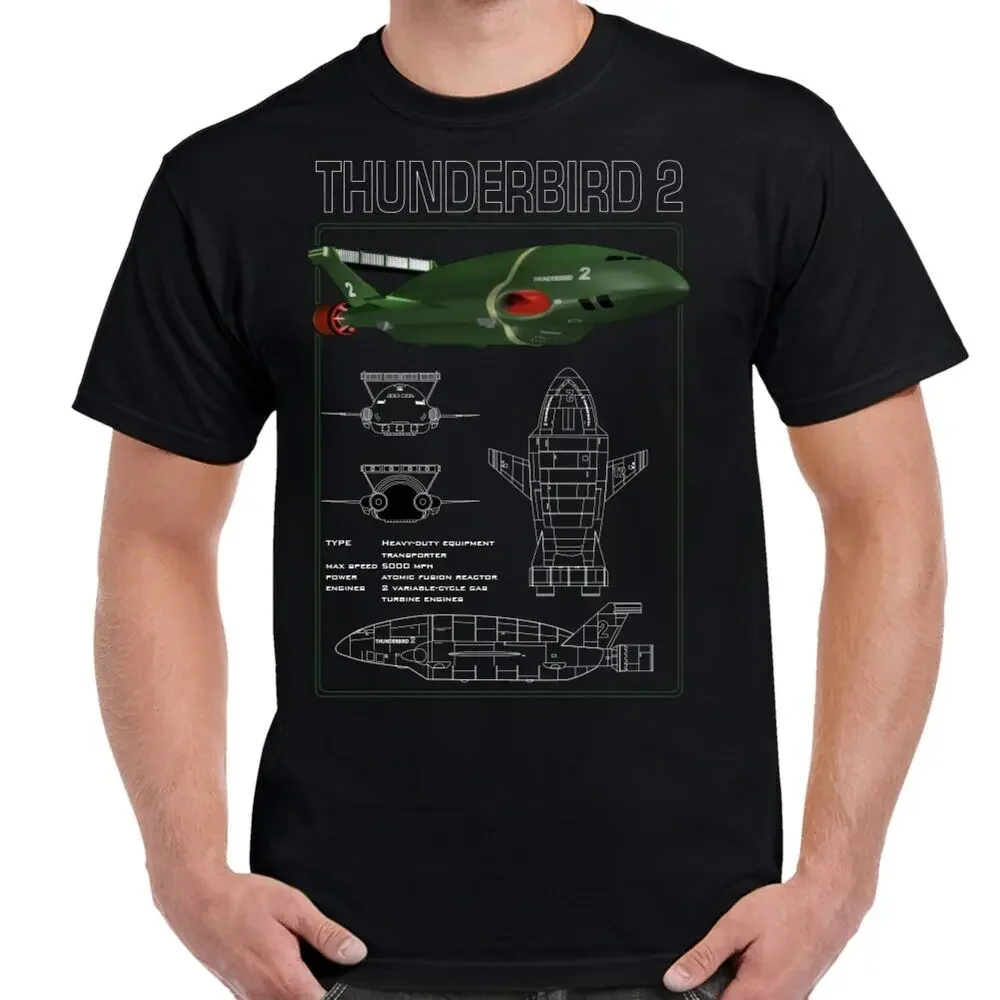 Heavy-equipment Transporter Thunderbird 2 Schematic T-Shirt 100% Cotton Short Sleeve O-Neck Casual Mens T-shirt Size S-3XL