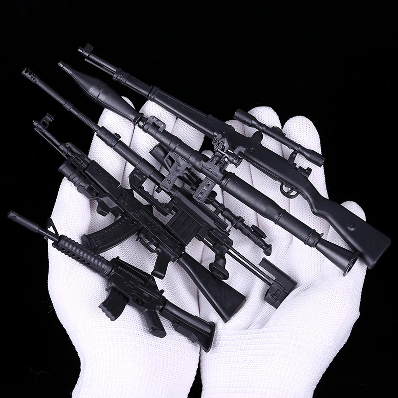 18pcs/set 1/6 4D Gun AK47 M16A1 SVT-40 Plastic Assemble Model Nostalgic Soldiers Weapons Rocket Launcher For 12