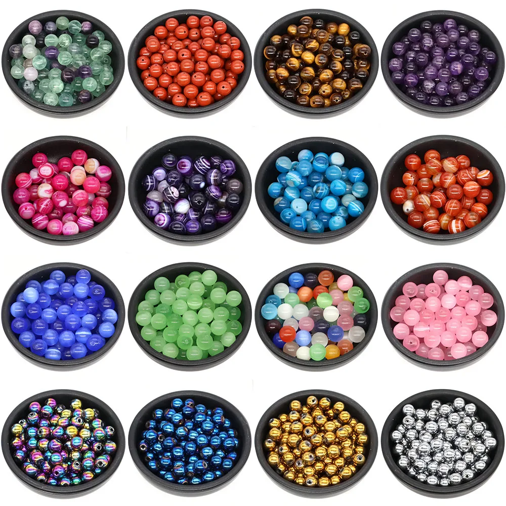 Natural Round Stones Loose Beads for Jewelry Making DIY Bracelet Healing Crystal Quartz Amethyst Necklace Accessories 4 6 8 10mm