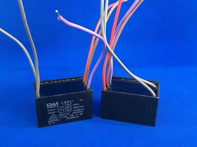 CBB61 Electrical Power Relay Connecting Capacitor 1.75uf+1.25uf+1.75uf 450V 5 Wire