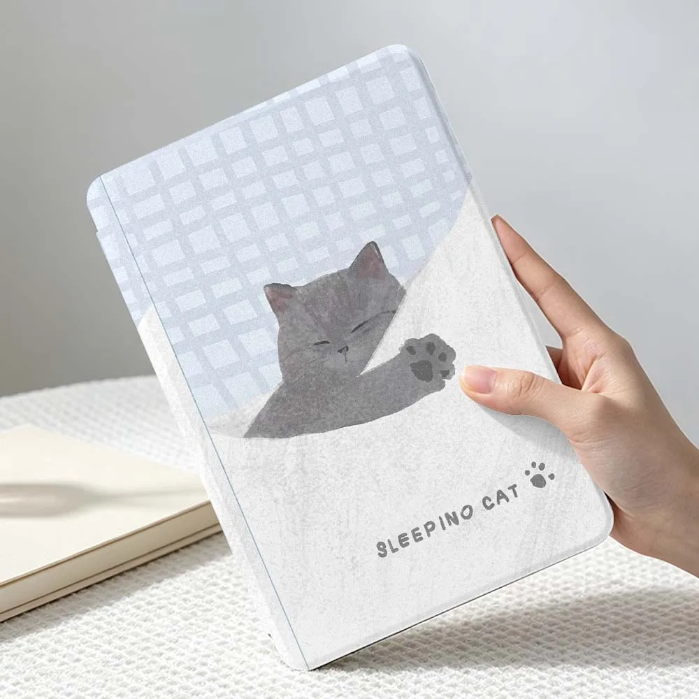 Creative Cartoon Cat For Apple iPad Air Mini Pro 12th 11th 11 13 12.9 9gen inch 360° Rotation Pen slot Tablet Case Soft