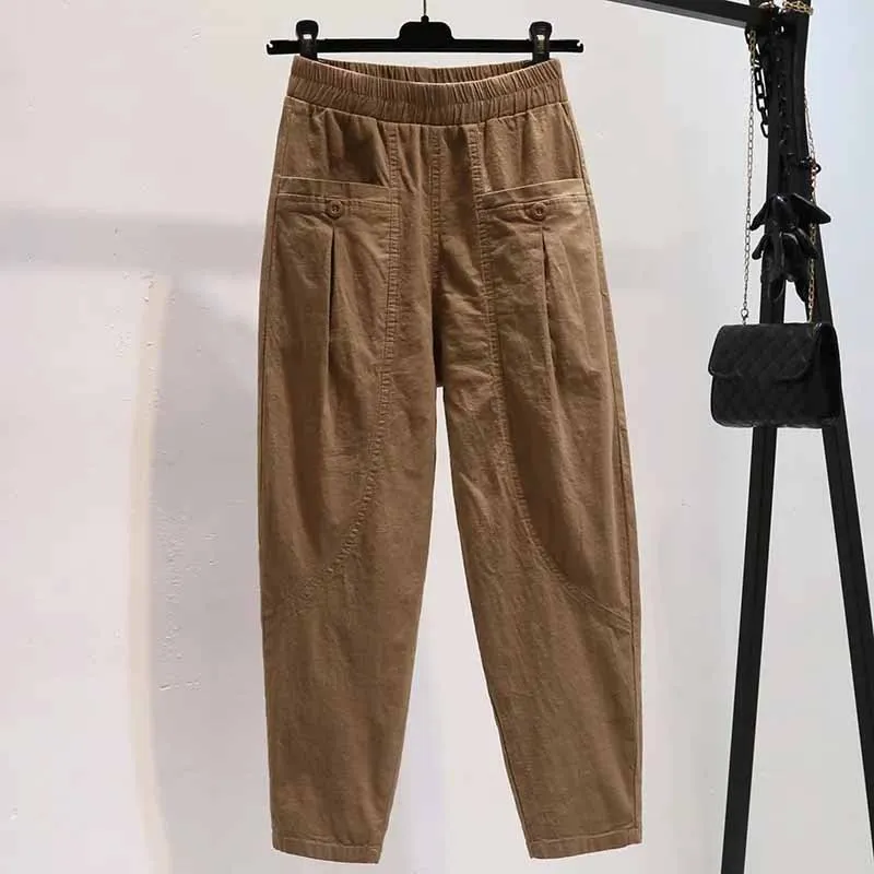 

Summer Female Loose Carrot Pants Ladies High Waist Solid Color Straight Tube Trousers Women Large Size 5XL Casual Pantalons