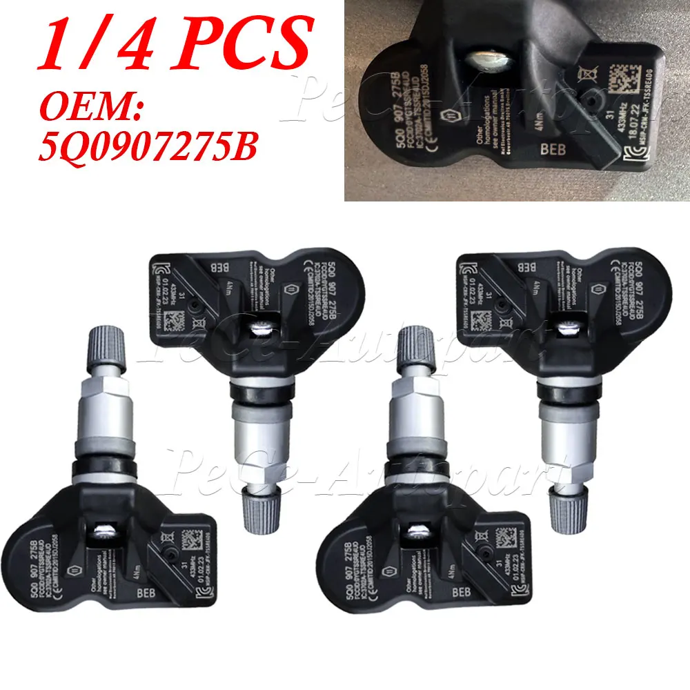 1/4PCS 5Q0907275B Tire Pressure Sensor Monitoring System TPMS For Audi RS3 Bentley Bentayga Porche Volkswagen Beetle Golf Eos