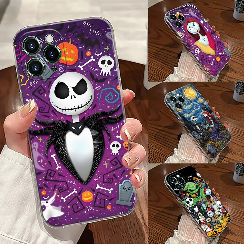 

Halloween Jack Sally Skellington Transparent Case For Apple iPhone 17 16 15 14 13 12 11 Pro Max Plus 16E 17Air 17Pro Phone Cover