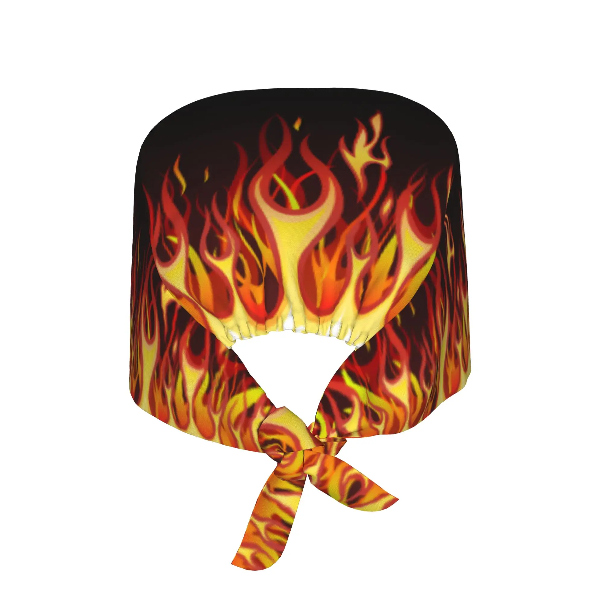 Red Fire Hot Rod Racing Flames Cleaning Working Cap Comfortable Men Women  Scrub Cap Surgicals Hat Nurse Scrubs Hat For Dentist