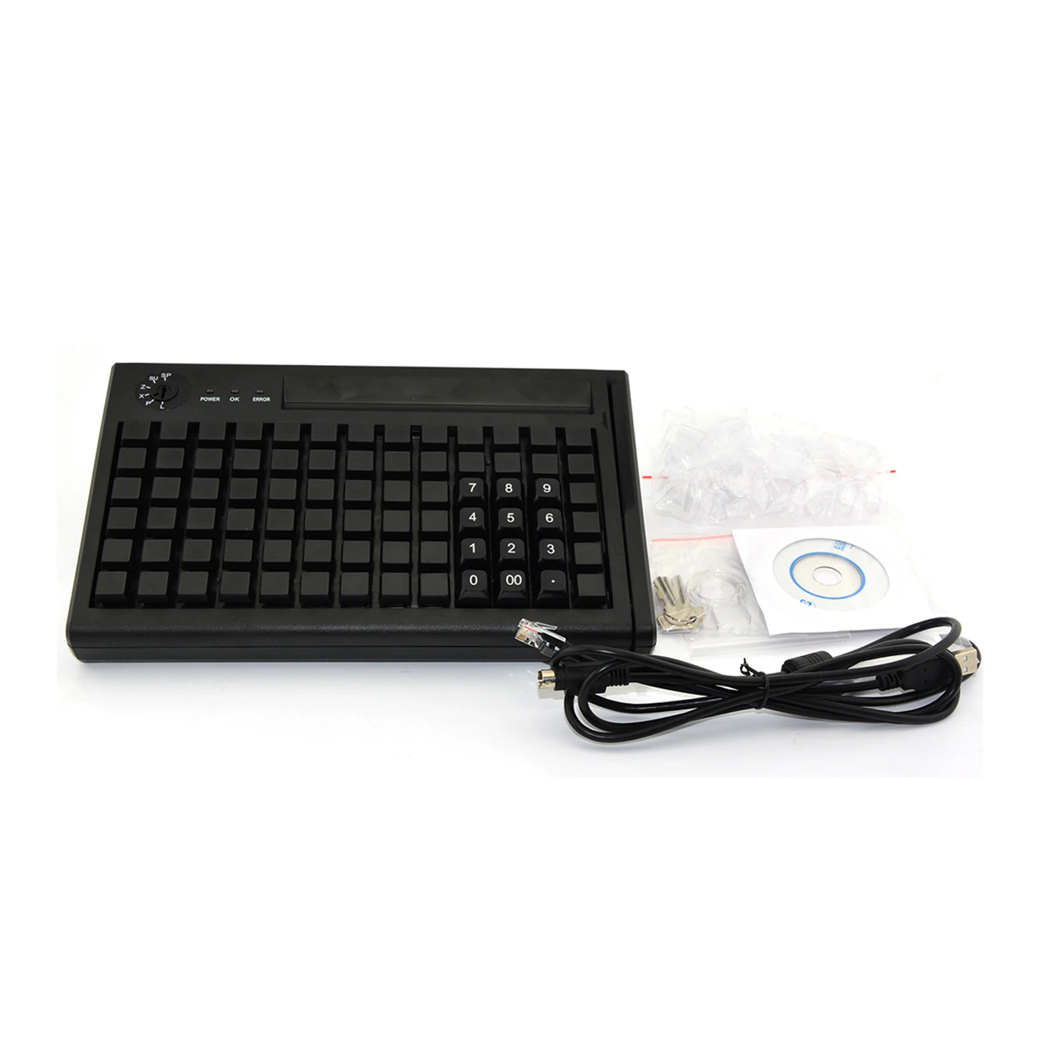 

KB78M-S 78 Keys /PS/2 Programmable Keyboard without MSR (Support Mag-stripe card reader)