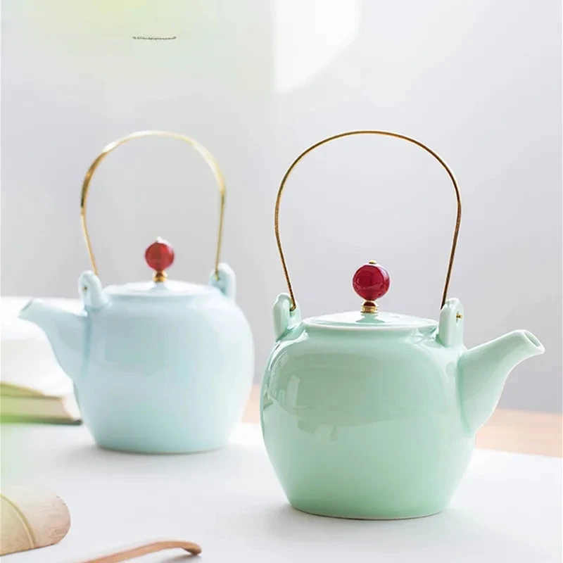 Japanese Color Tiliang Teapots Exquisite Handmade Ceramic Tea Set Kettle Household Celadon Filter Tea Pot Tea Ceremony Drinkware